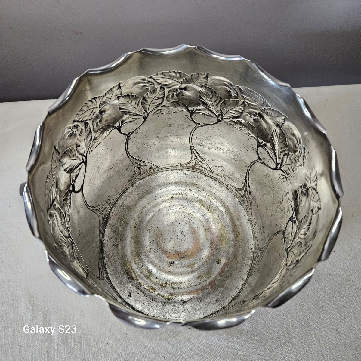 Grand seau à champagne Art nouveau Carl Deffner Métal argenté.  2 à 3 bouteilles-photo-1