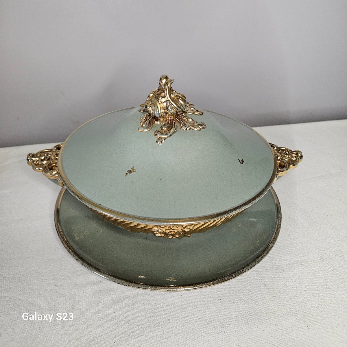 Vegetable Tureen And Stand, "terre d'Eclance" / "charenton" Pattern. Art Nouveau.-photo-4