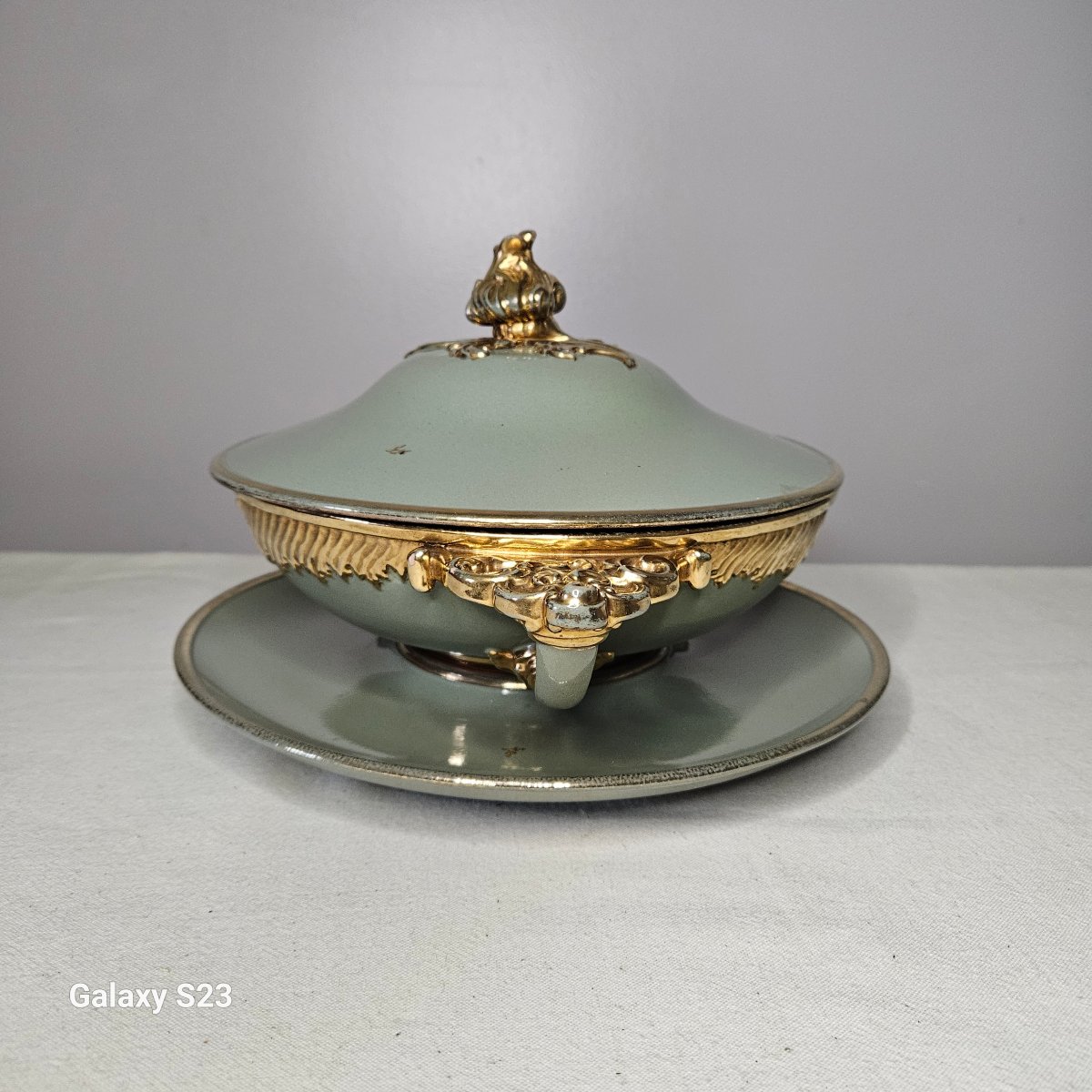 Vegetable Tureen And Stand, "terre d'Eclance" / "charenton" Pattern. Art Nouveau.-photo-4