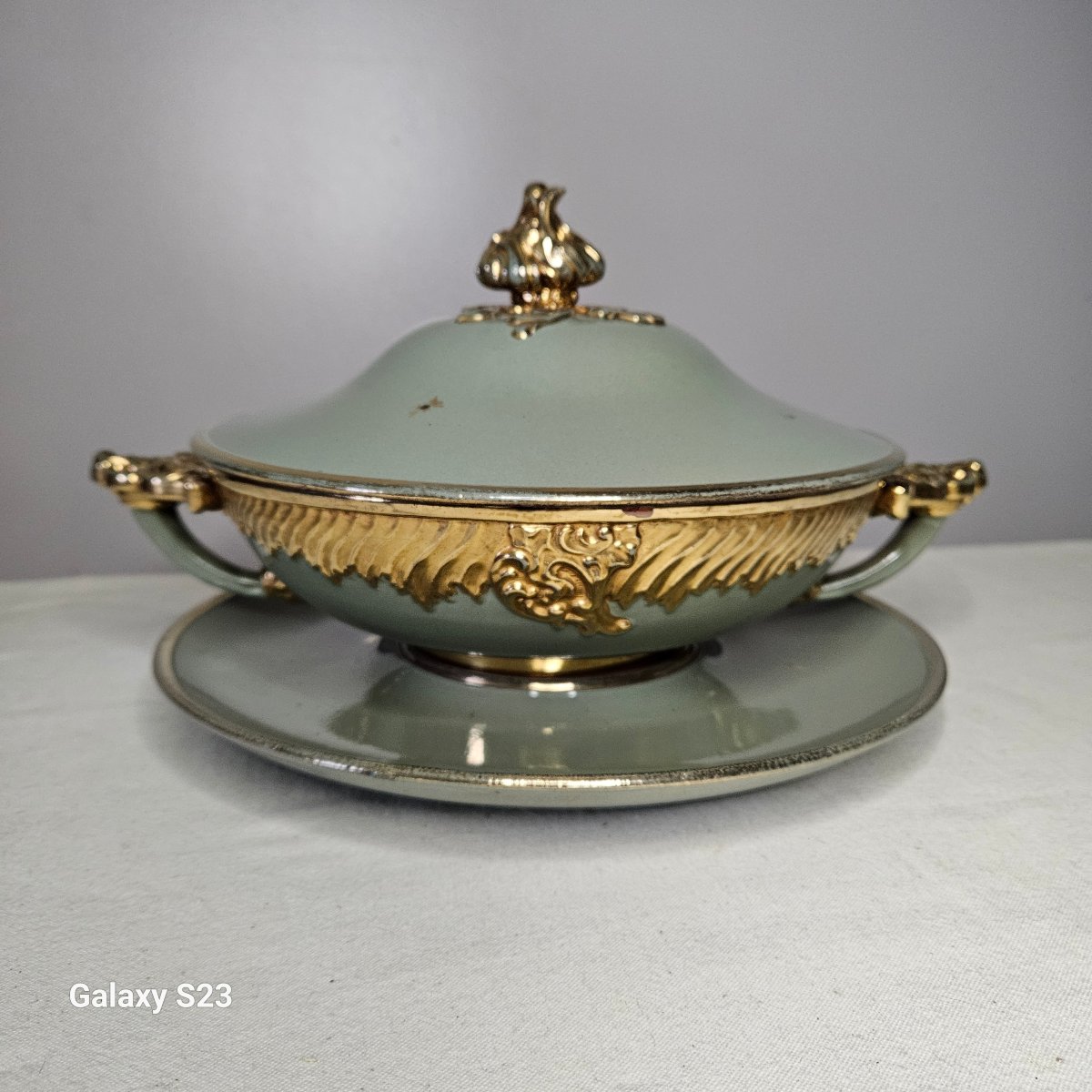 Vegetable Tureen And Stand, "terre d'Eclance" / "charenton" Pattern. Art Nouveau.