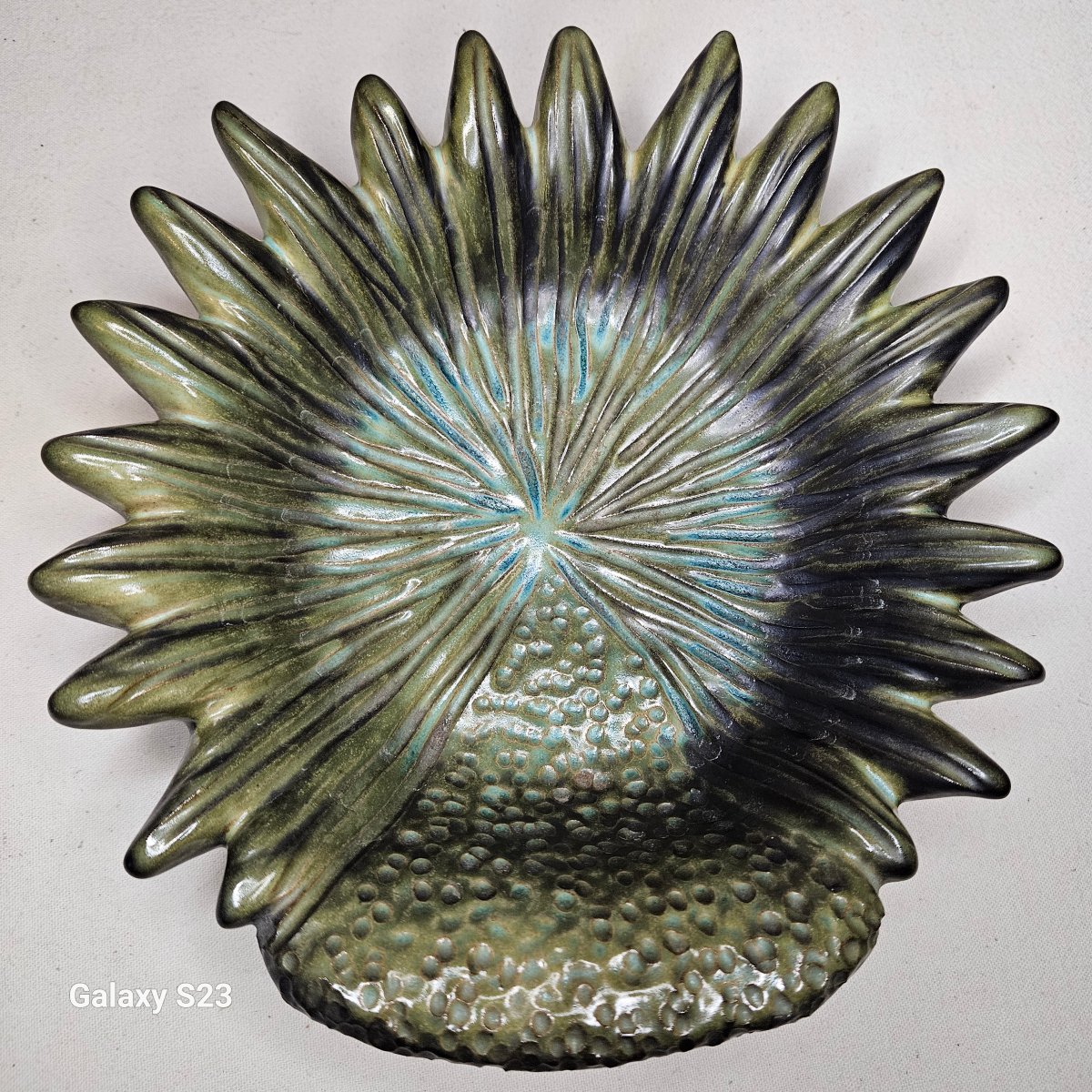 Jean Marais Petite coupe Grand Vide poche "Tournesol" en terre cuite émaillée -photo-4