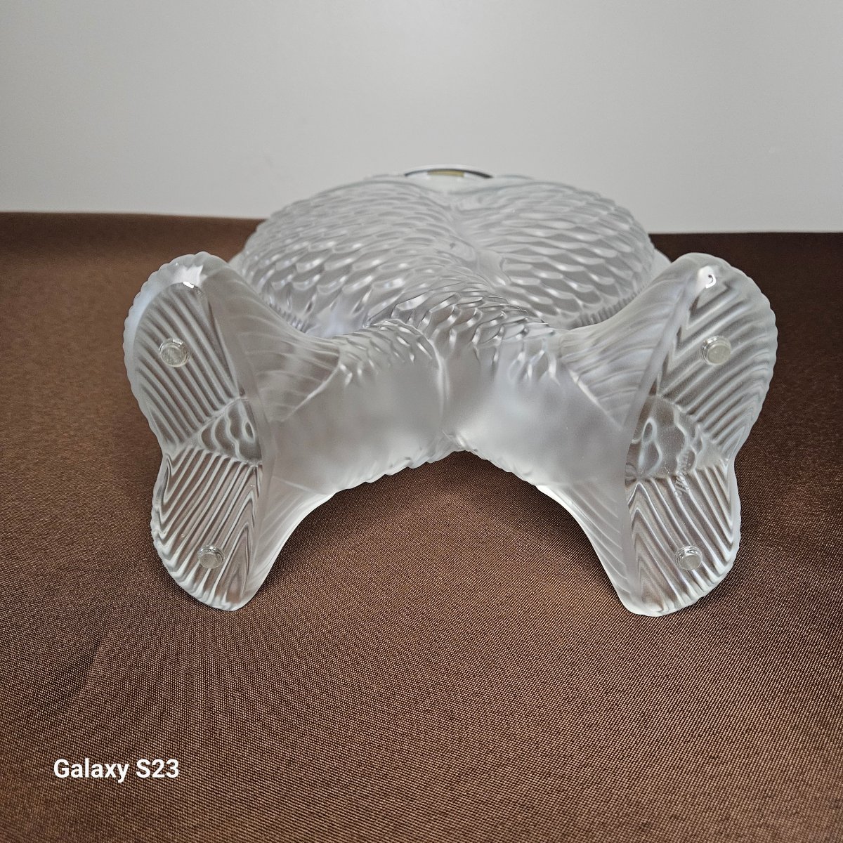 Christofle Crystal Vase Featuring Two Carp (fish), Height 33 Cm, In Excellent Condition-photo-4