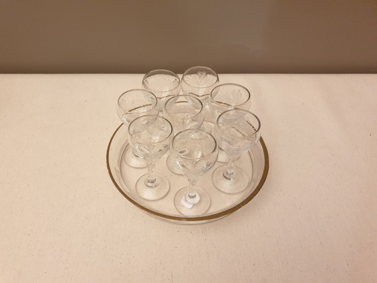 Glass Tray With 8 Shot Glasses-photo-2