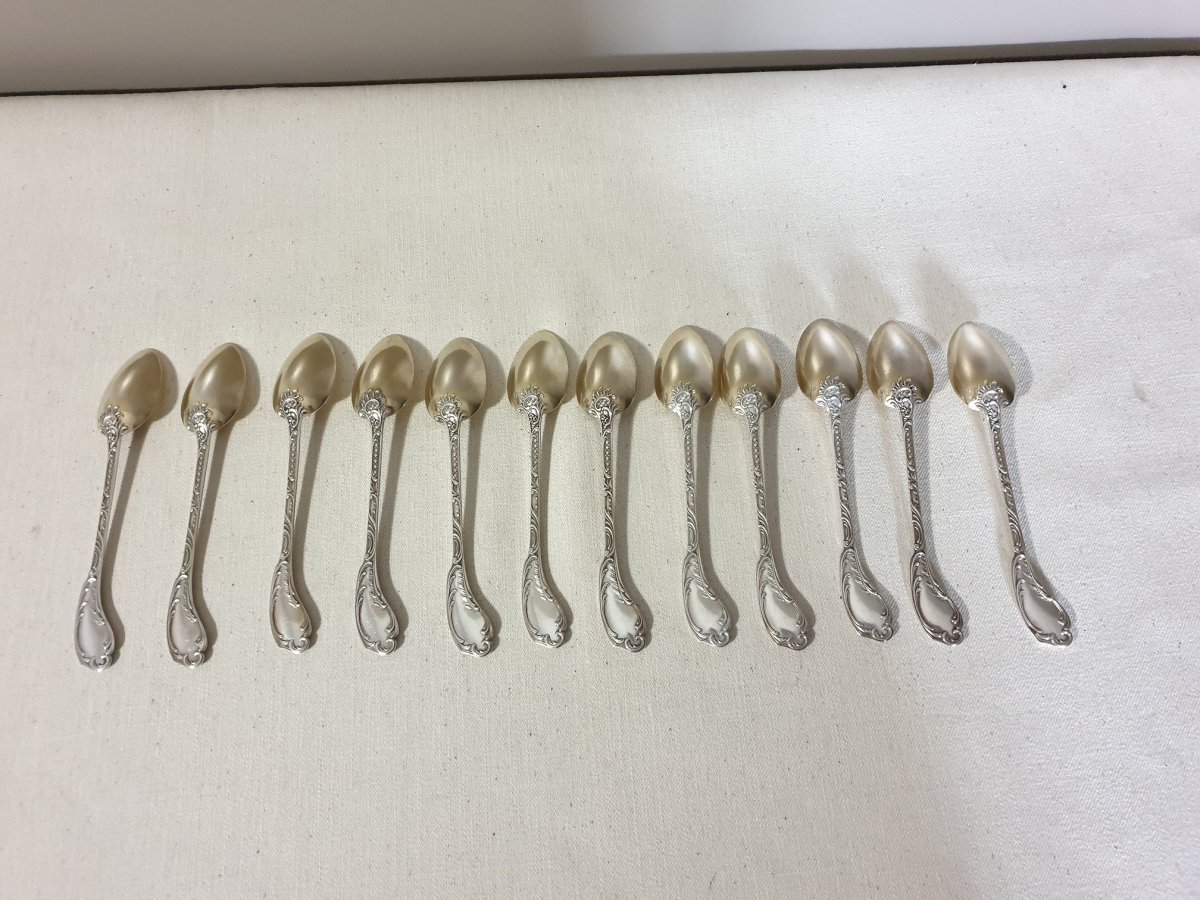 12 Small Silver Spoons Pierre Queillé 1847-1895-photo-5
