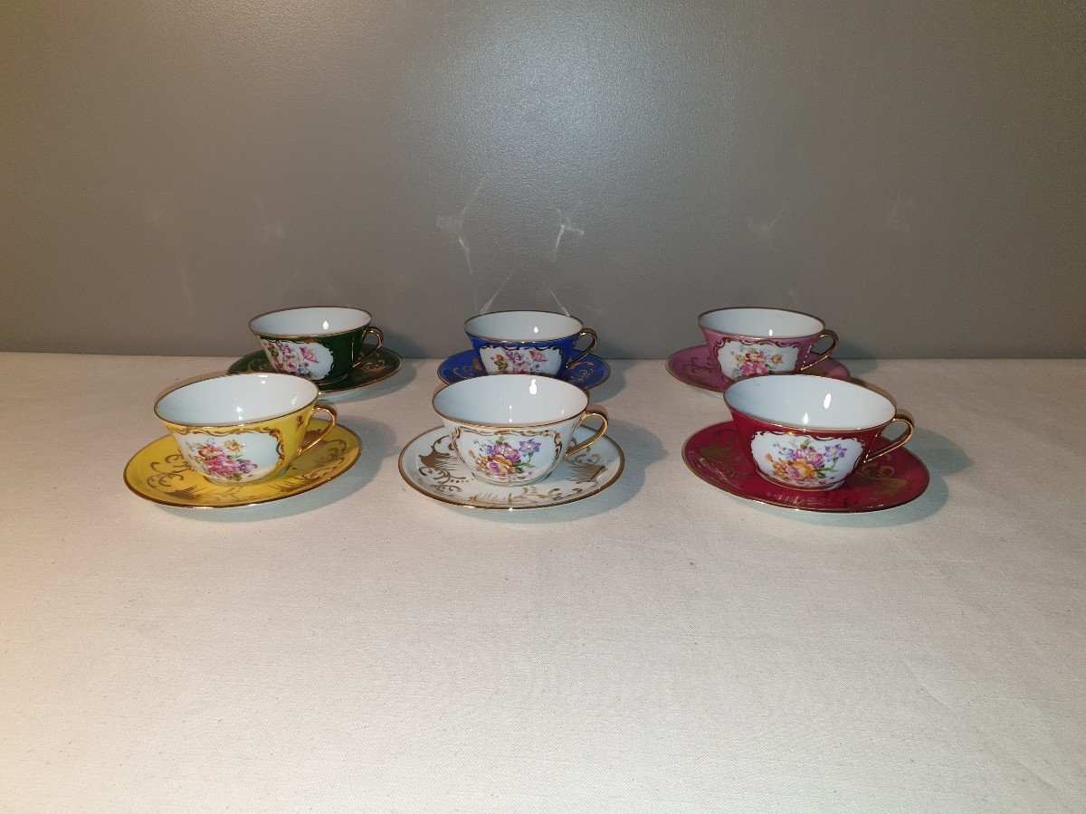 6 Stamped Limoges Cups And Saucers