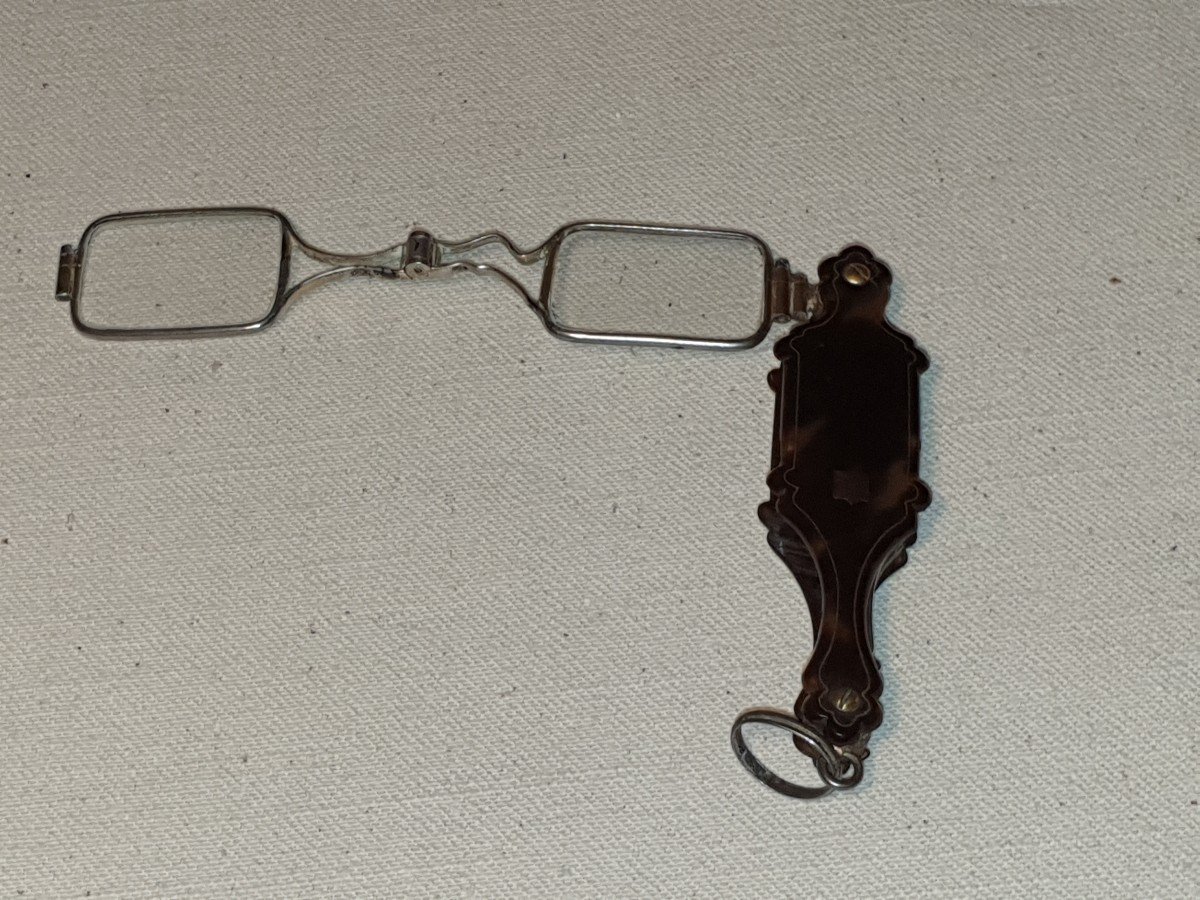 Hand Face Of Glasses In Tortoiseshell And In Silver Napoleon III-photo-4