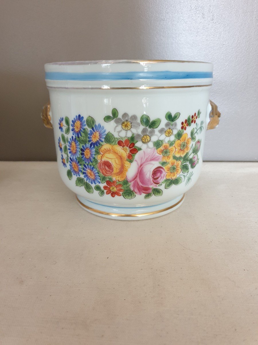 Paire De Cache-pots En Porcelaine De Paris Estampillés Ht 13.5 Cm-photo-4