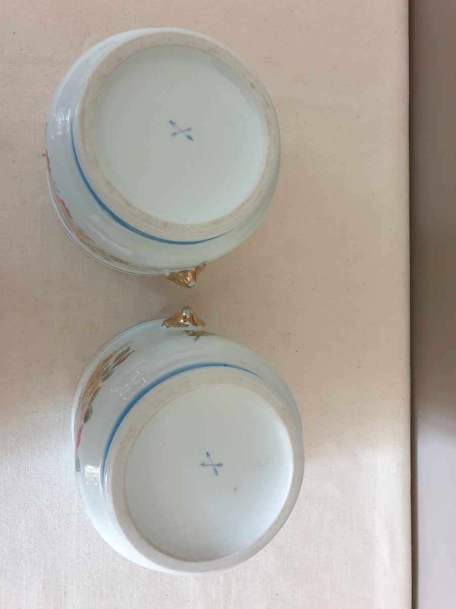 Pair Of Paris Porcelain Planters Stamped Ht 13.5 Cm-photo-8