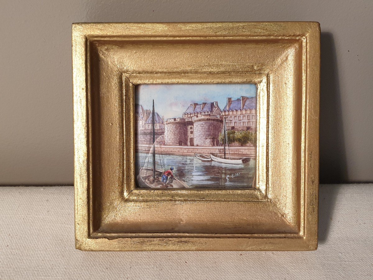 Peinture Miniature Représentant Saint Malo Signée R.det