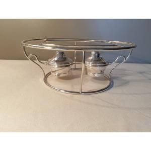 Gallia Two Burner Dish Warmer In Silver Metal