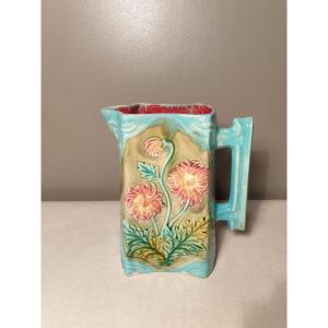 Slip Pitcher No. 203 Red Interior. Light Blue And Green Background Decor