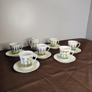 Six Coffee Cups And A Villeroy And Boch “luxembourg” Model Creamer.