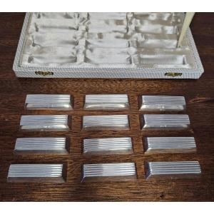 Ercuis Twelve Art Deco Silver-plated Knife Holders In Their Case.