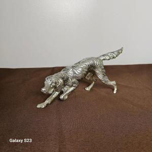 Setter Dog In Silver Metal 20 Cm