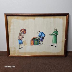 Old Painting On Rice Paper. Buying Tea Or Opium.