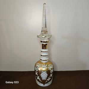 Grand flacon à parfum ou alcool Tchécoslovaquie Hauteur 62 cm