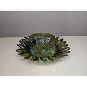 Jean Marais Small Bowl / Large Trinket Tray, "sunflower" Design, In Glazed Terracotta