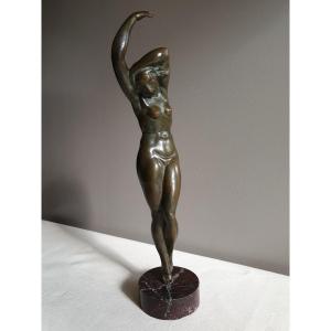 Sculpture En Bronze d'Oreste Zampieri (1886-?)  Nu Féminin