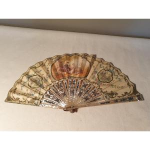 Mother-of-pearl And Vellum Fan. The Strands Are In Openwork Mother-of-pearl.