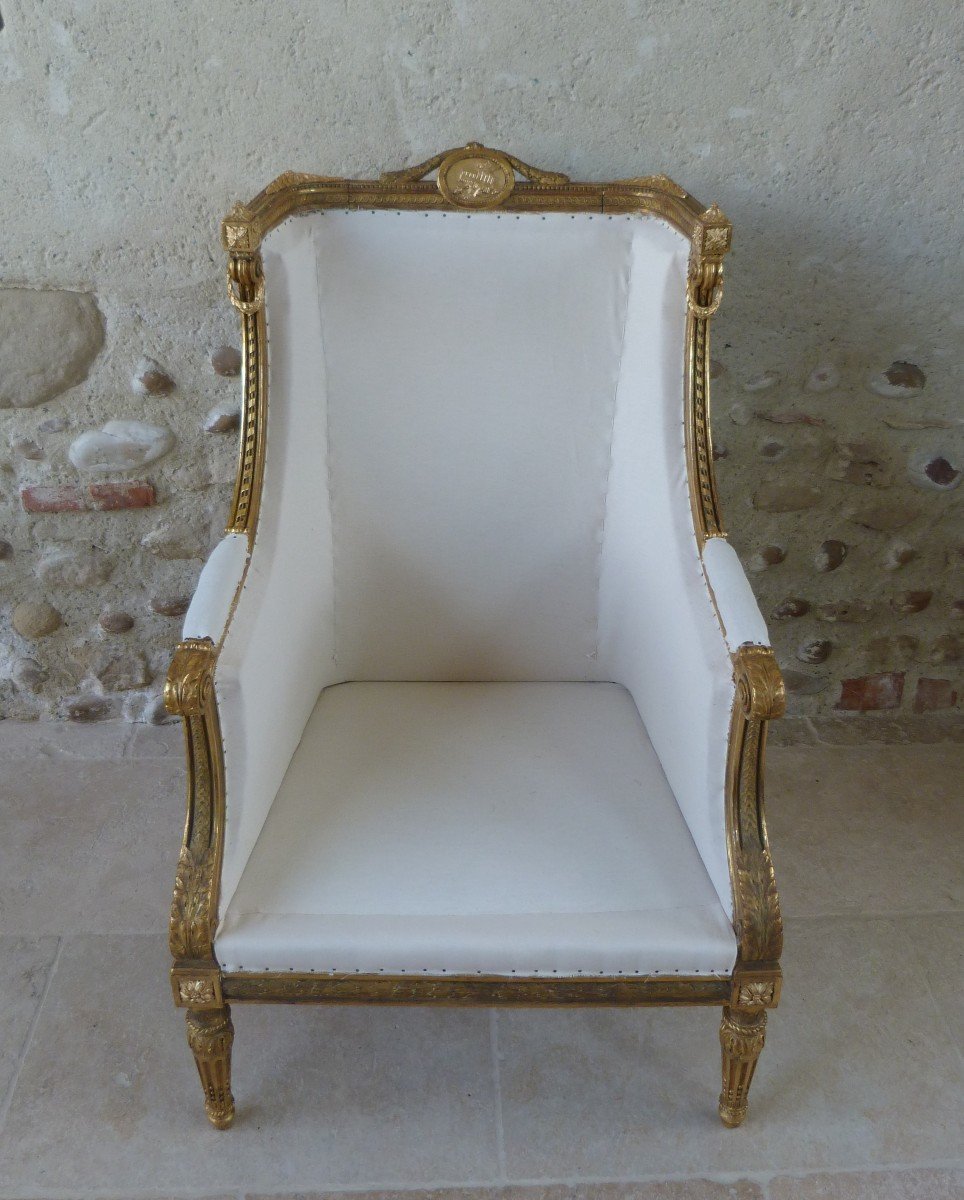 Louis XVI Style Bergère Armchair Stamped L.dromard Paris-photo-4