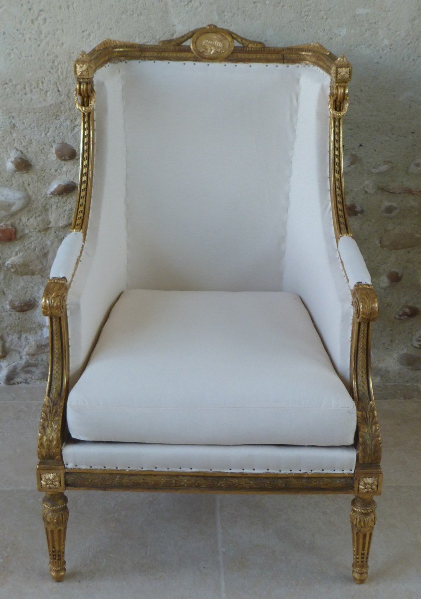 Louis XVI Style Bergère Armchair Stamped L.dromard Paris