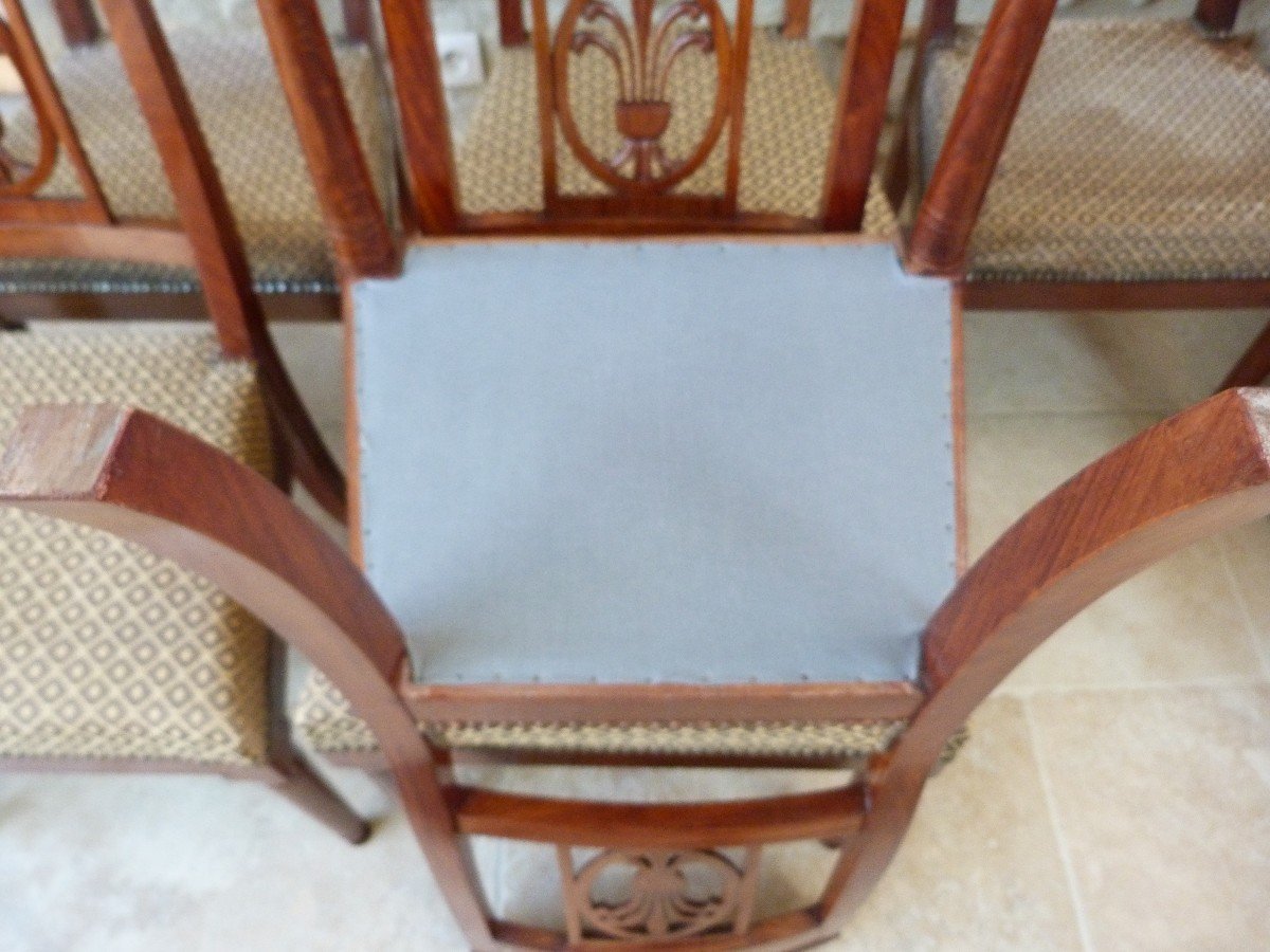 Exceptionnel Série De 10 Chaises d'époque Empire, Restauration    -photo-2