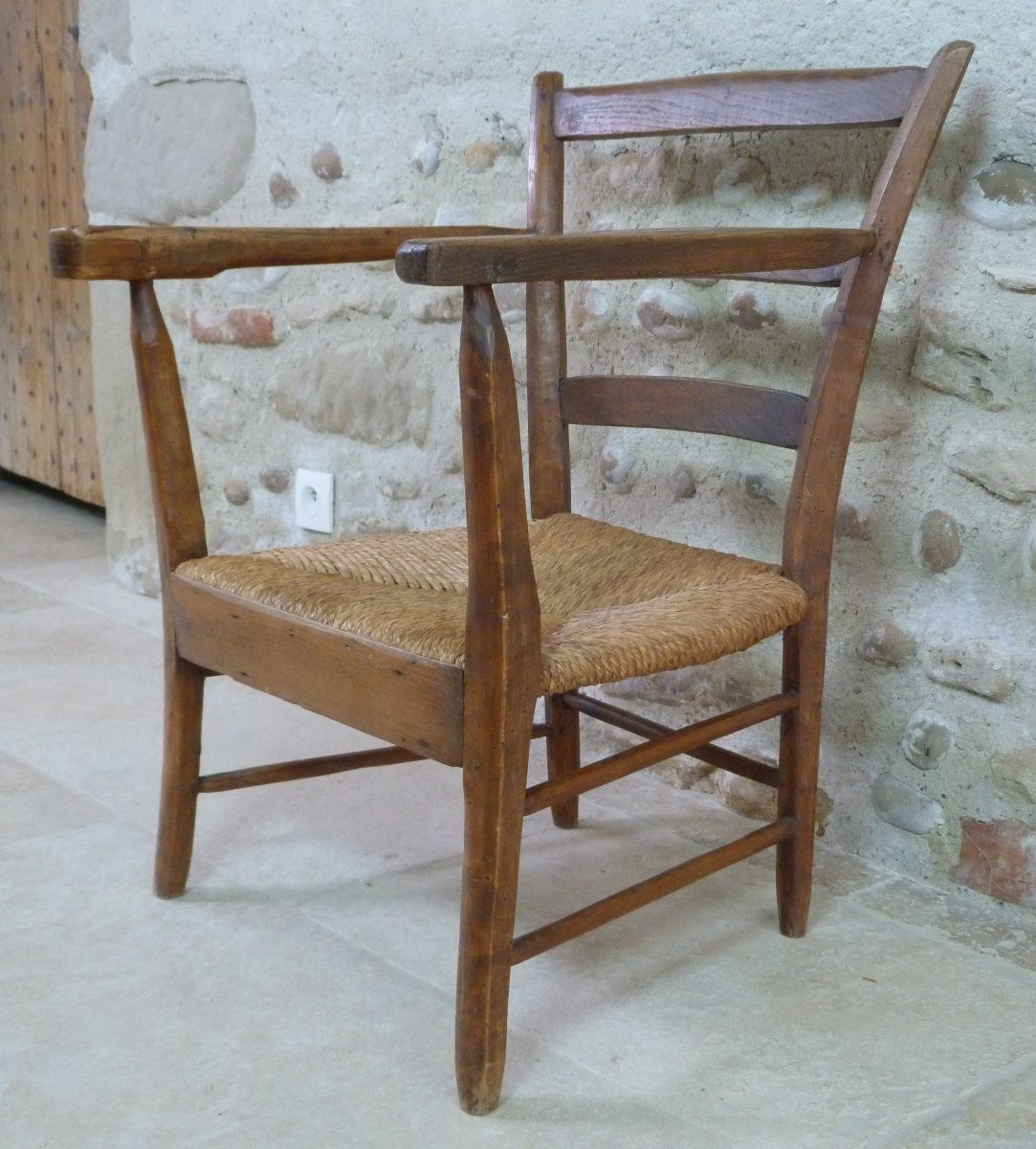 fauteuil paillé rustique -photo-3