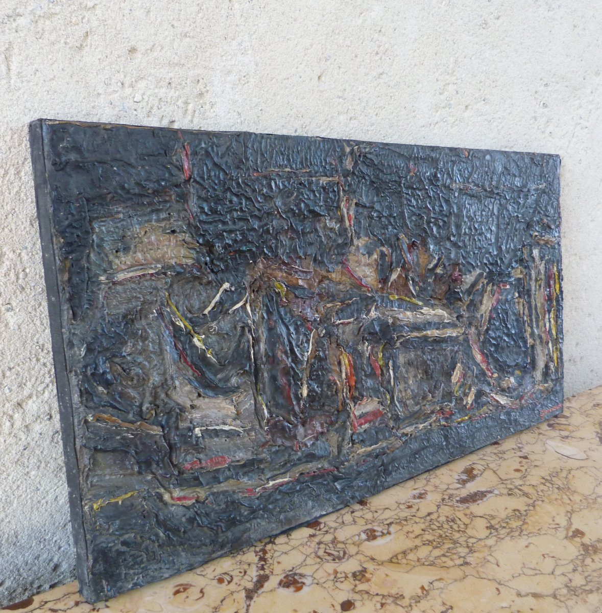 Abstract Painting Signed Claude Jouhanneau -photo-2