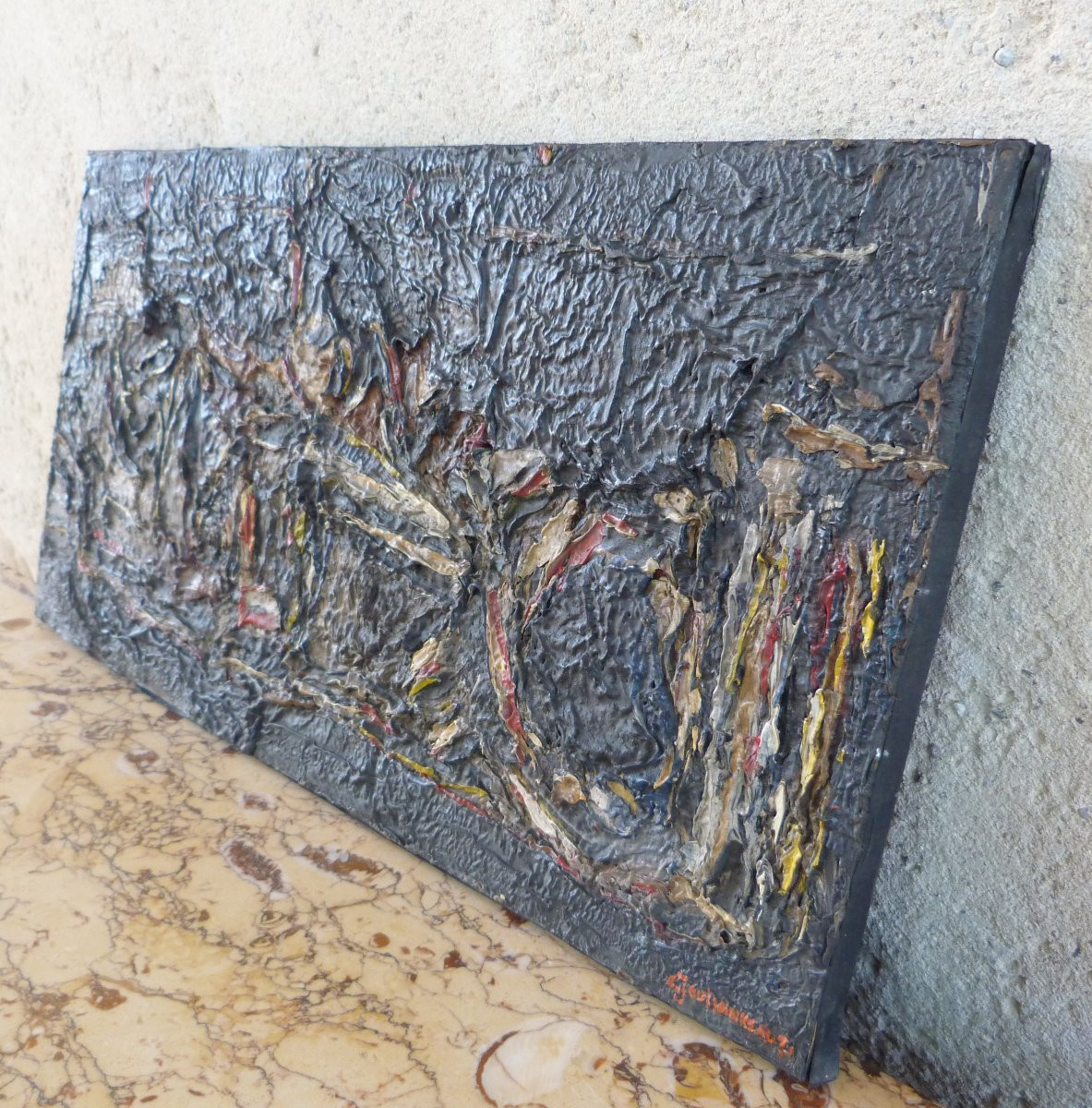 Abstract Painting Signed Claude Jouhanneau -photo-3