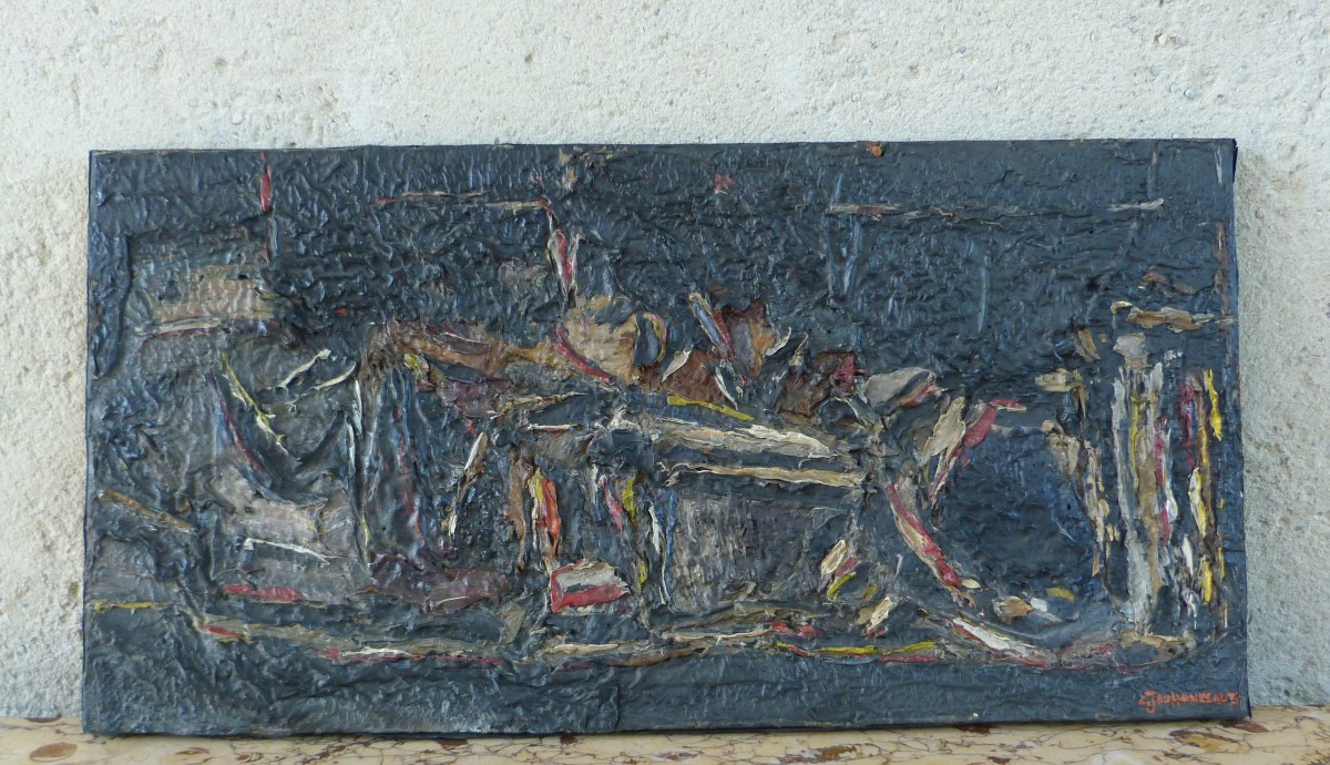 Abstract Painting Signed Claude Jouhanneau 