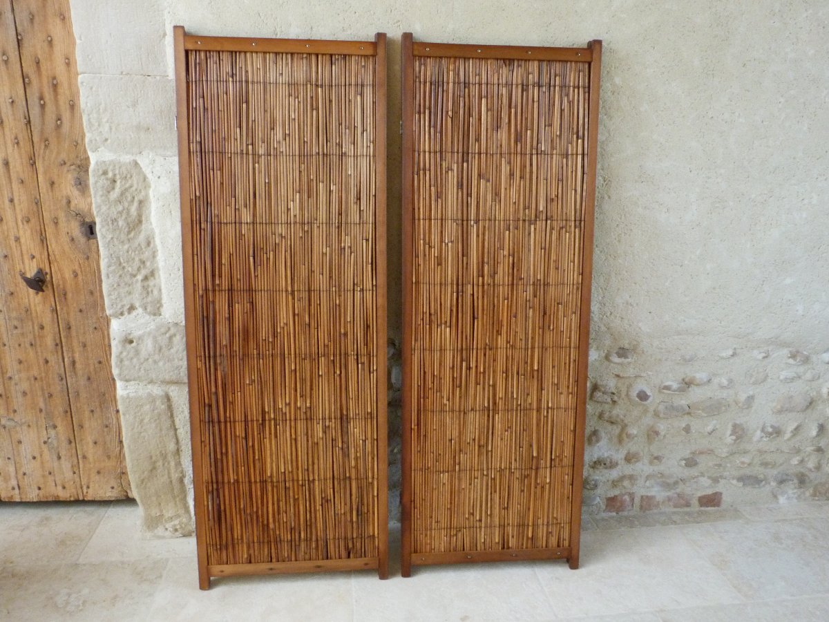 Two Vintage Bamboo Screens, 1950  -photo-4