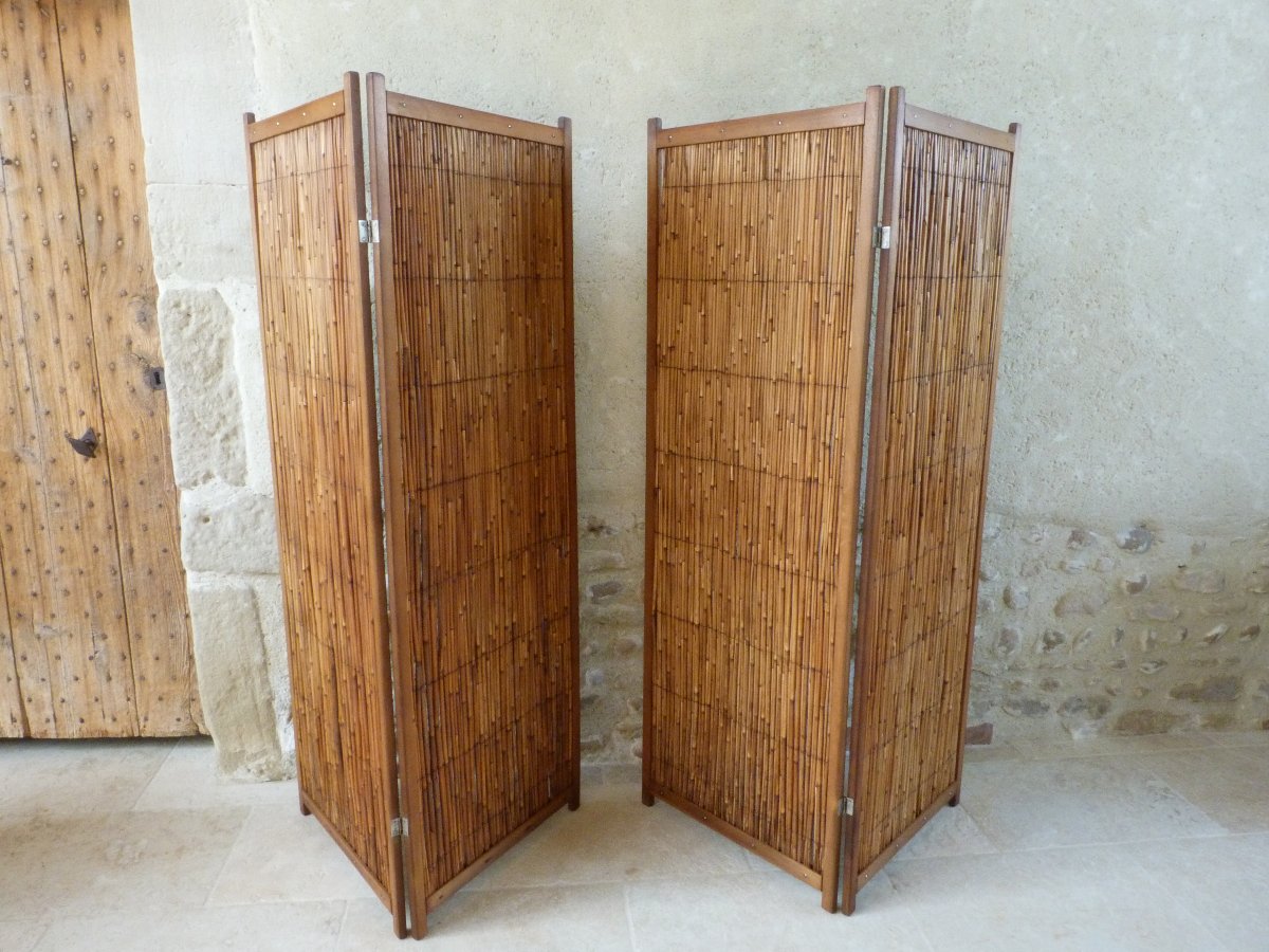 Two Vintage Bamboo Screens, 1950  