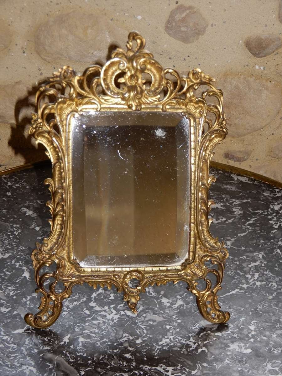 Table Mirror, Gilt Bronze, Louis XV Style, Rockery