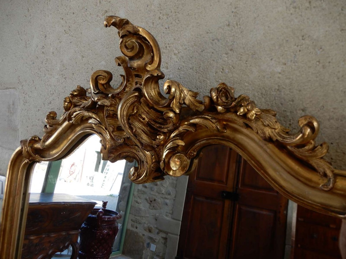 Louis XV Style Mirror Golden Wood 19 Eme Century-photo-2
