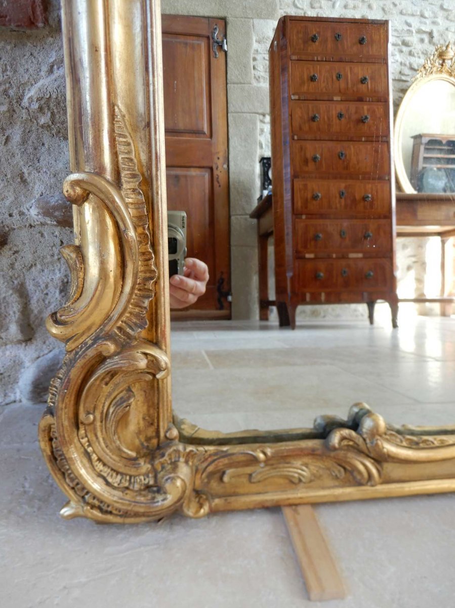 Louis XV Style Mirror Golden Wood 19 Eme Century-photo-6