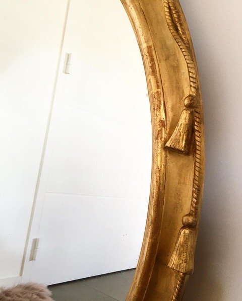 Golden Oval Mirror XIX Eme-photo-4