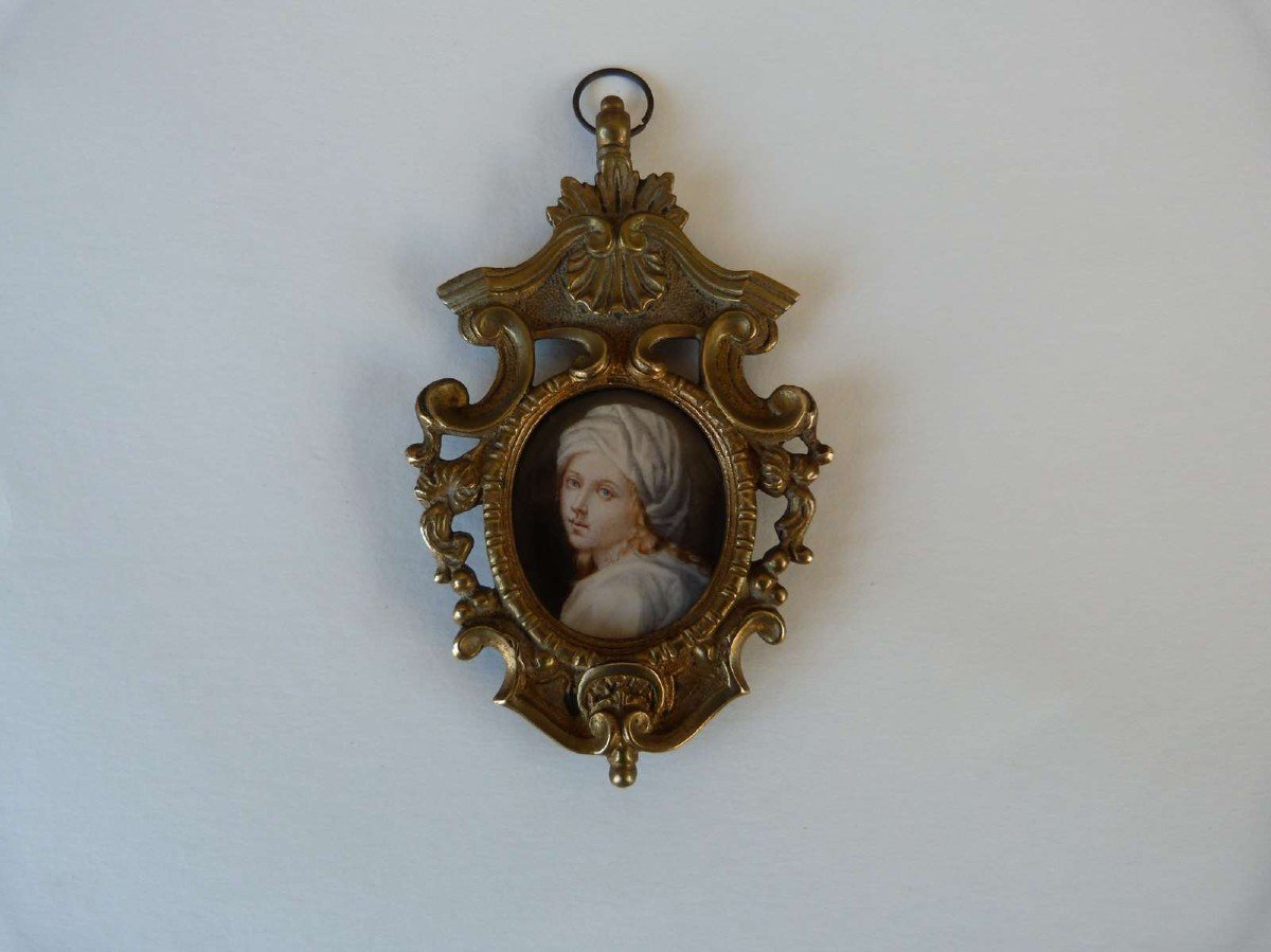 Portrait Miniature Peint Sur Ivoire d'époque XVIII Eme -photo-1