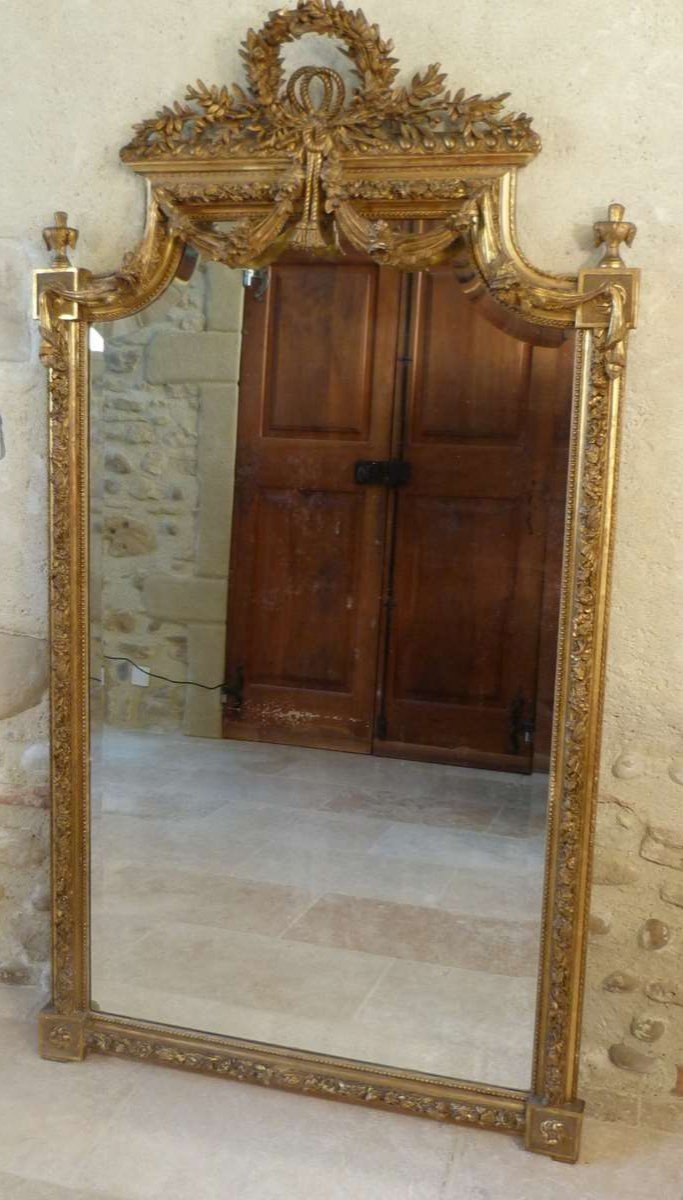 Large Golden Mirror Louis XVI Style-photo-2