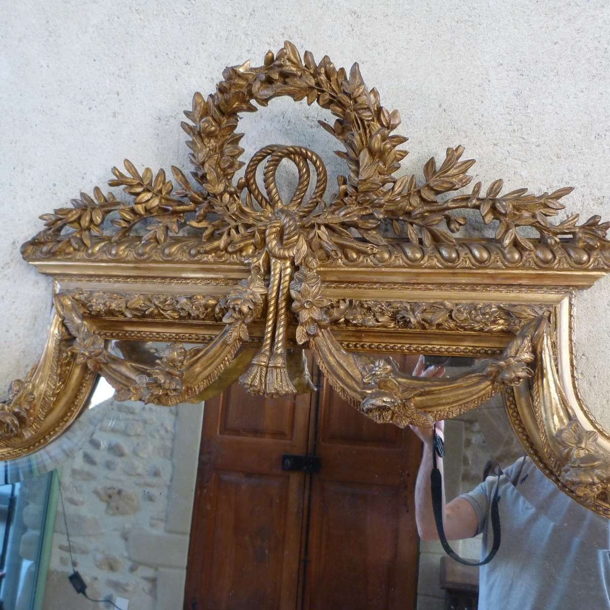 Large Golden Mirror Louis XVI Style-photo-3