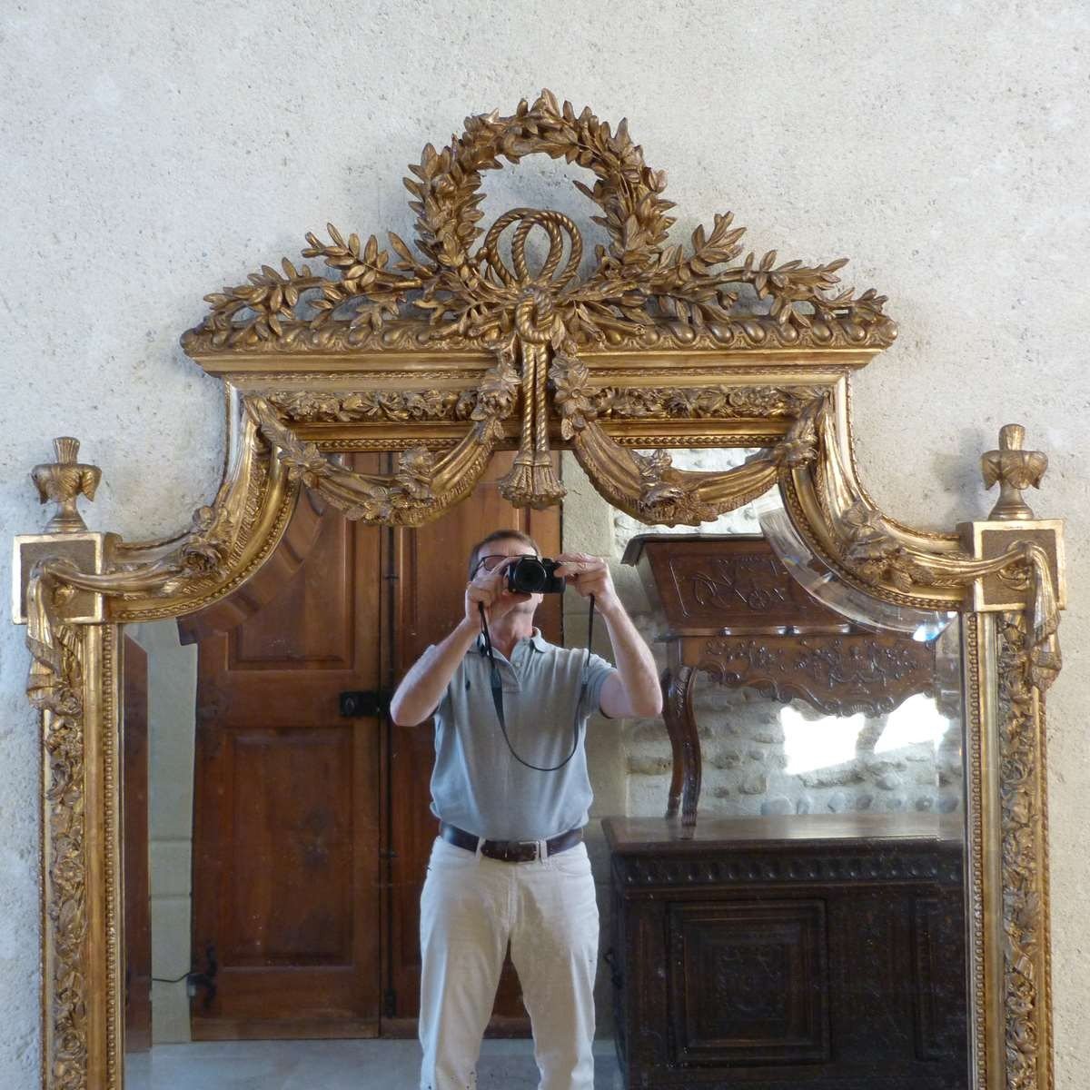 Large Golden Mirror Louis XVI Style-photo-3