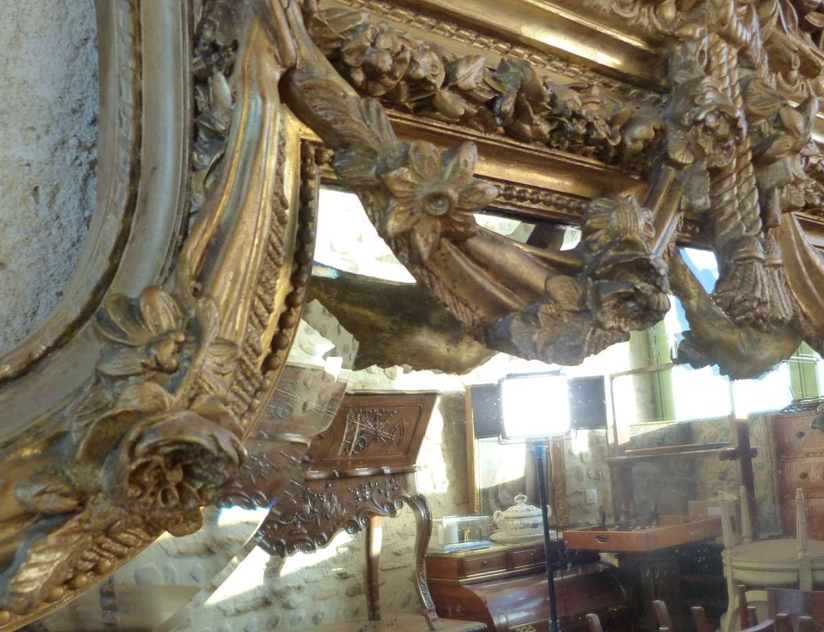 Large Golden Mirror Louis XVI Style-photo-5
