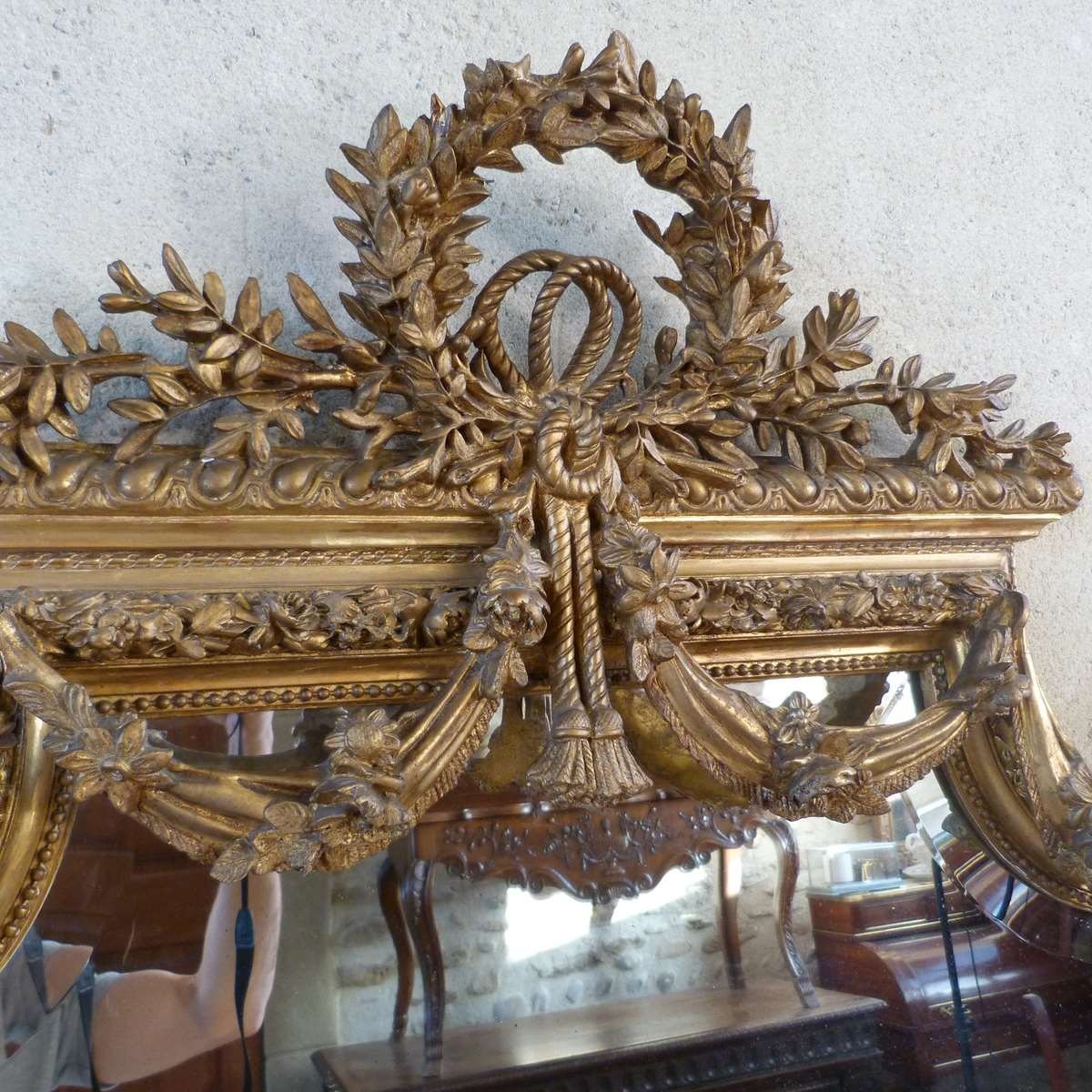 Large Golden Mirror Louis XVI Style-photo-6