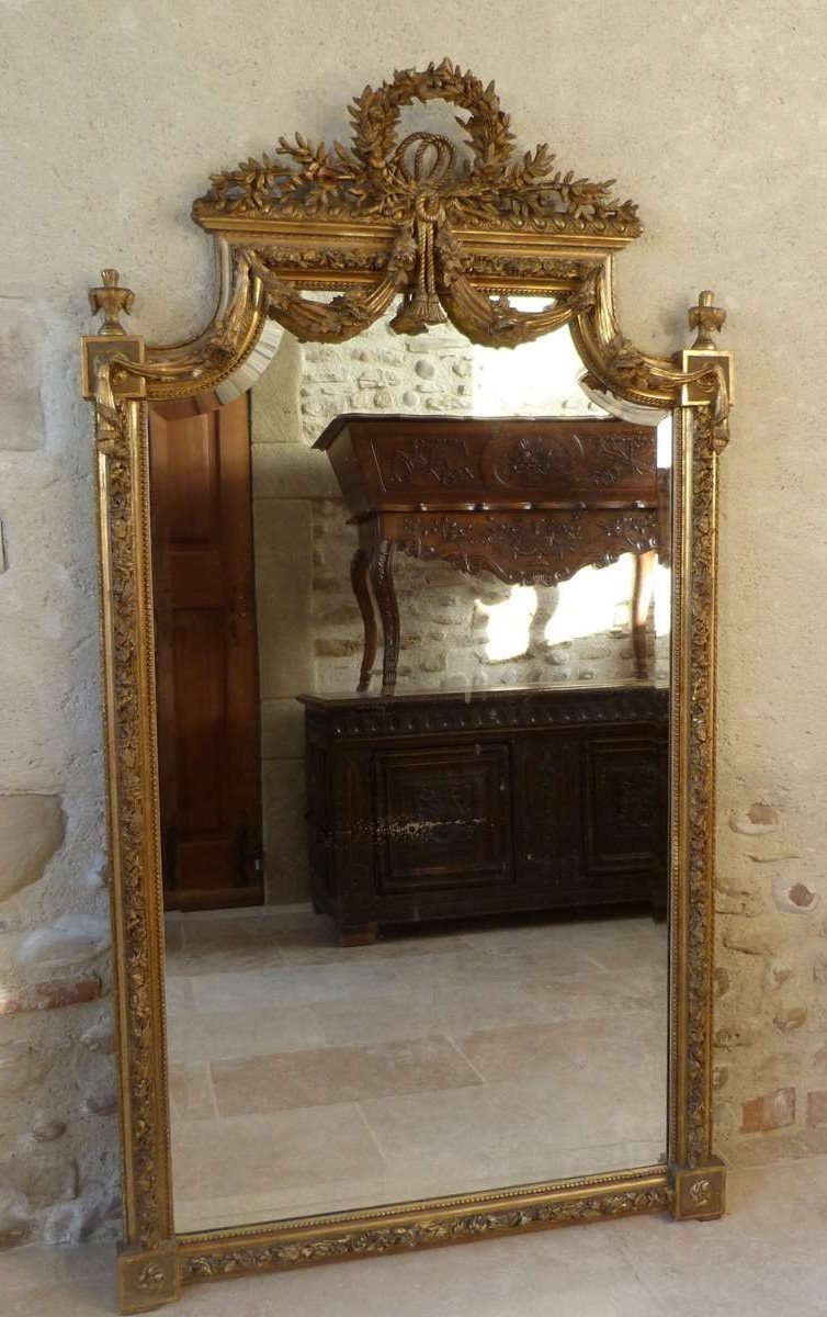 Large Golden Mirror Louis XVI Style