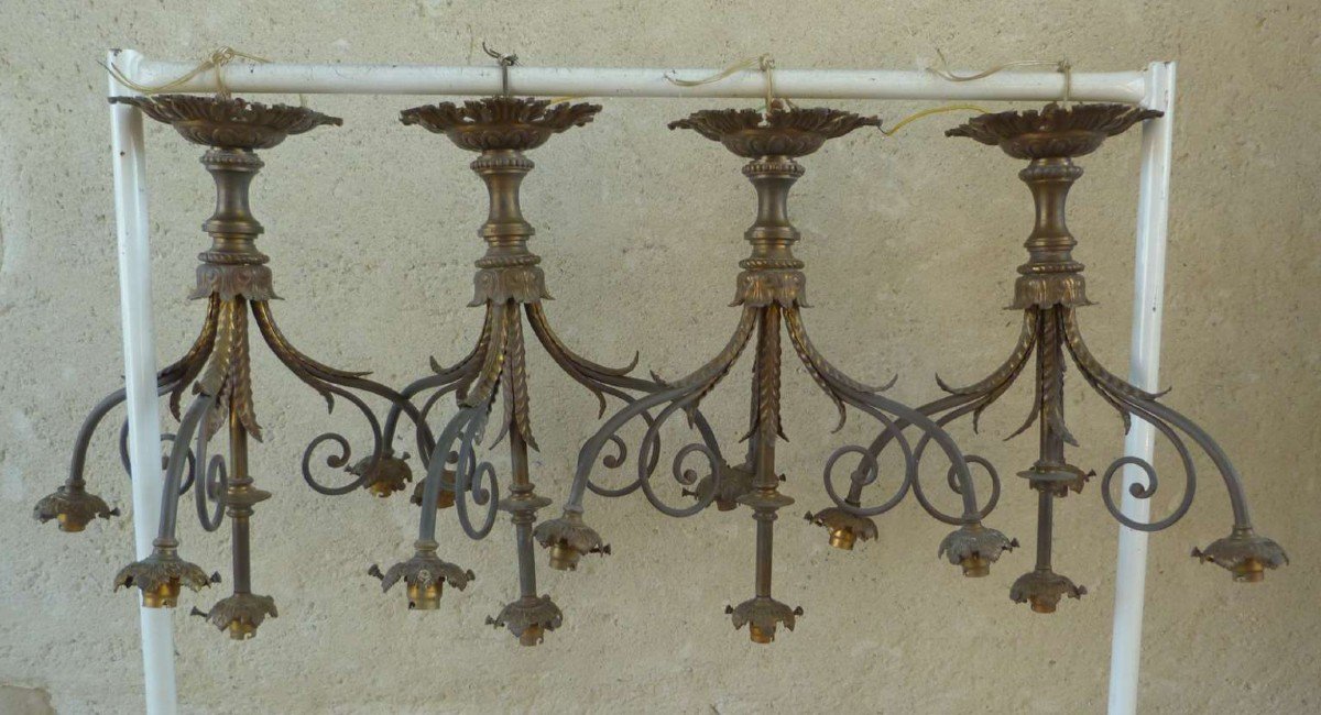 Series Of Four Brass Chandeliers