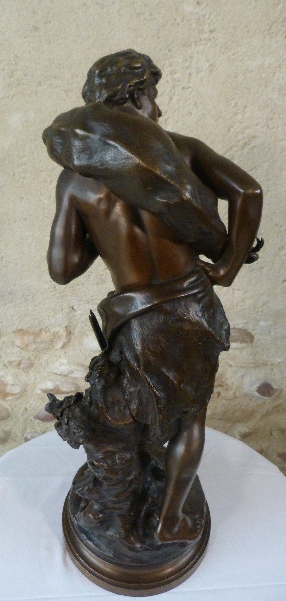 "Le chasseur et sa proie" sculpture en bronze de Mathurin Moreau -photo-3