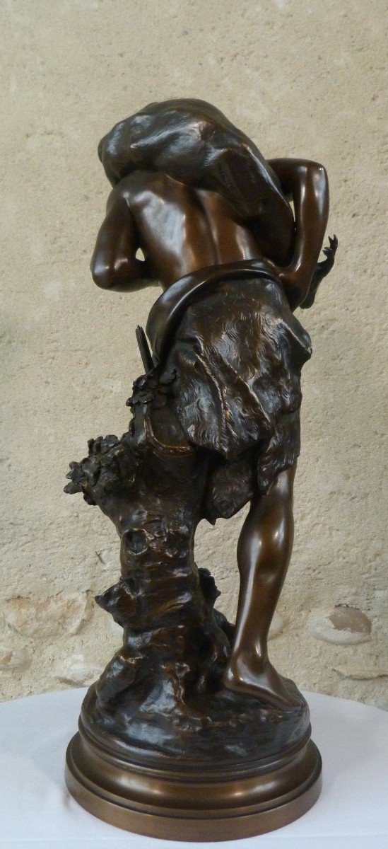 "Le chasseur et sa proie" sculpture en bronze de Mathurin Moreau -photo-4