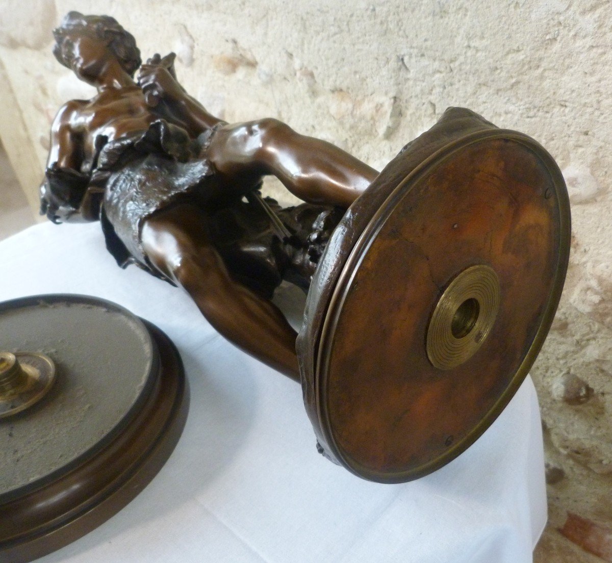 "Le chasseur et sa proie" sculpture en bronze de Mathurin Moreau -photo-5