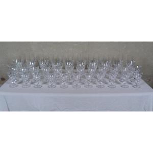 45 Piece Crystal Glass Service From St Louis Guernsey Model 