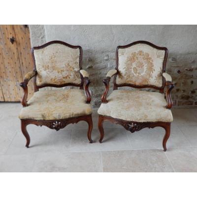 Pair Of Large Louis XV Armchairs