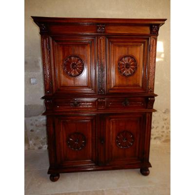 Buffet Two Corps In Walnut Louis XIII Period